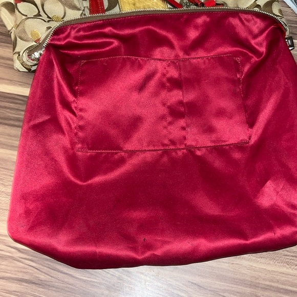 Limited edition, COACH POPPY KHAKI/RED LAURA SECRET ADMIRER LARGE TOTE BAG - Picture 12 of 16